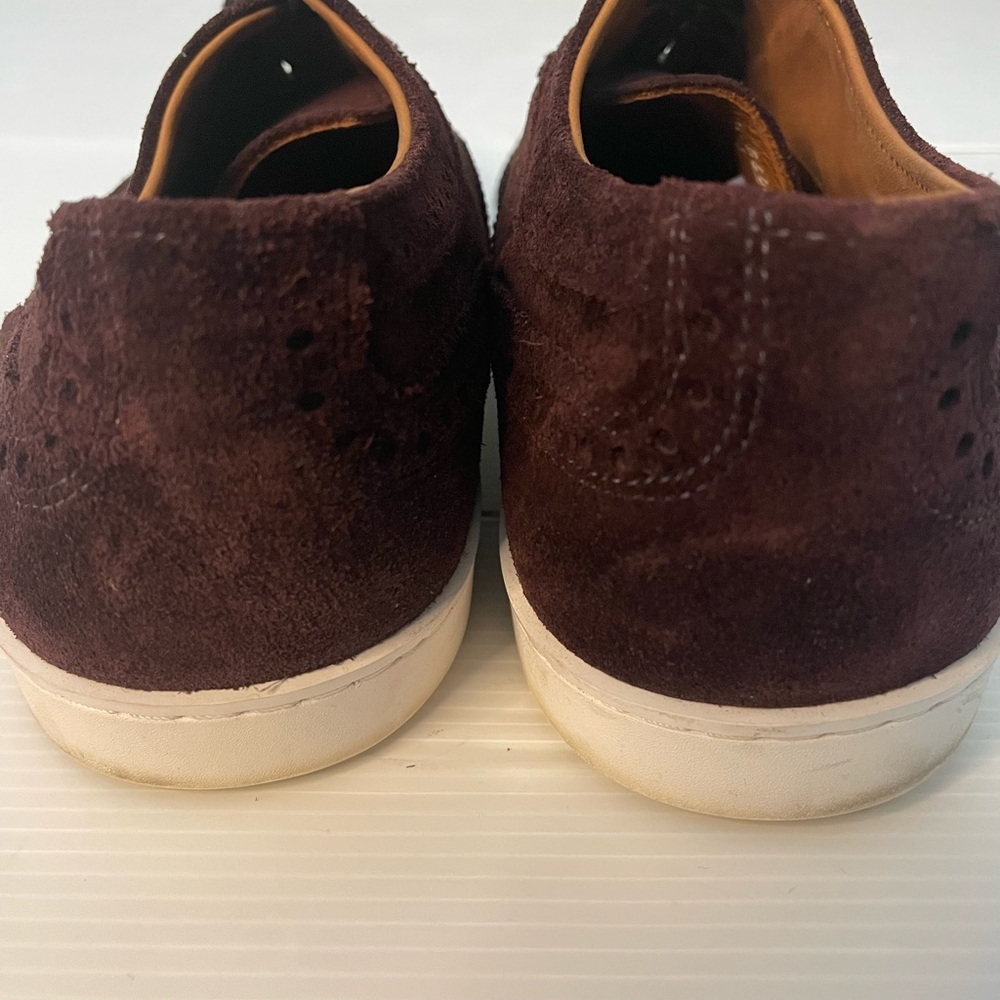 Allen Edmonds Strand Cap Toe Oxford Sneaker Maroon Red Suede Size 10 B Narrow - Picture 6 of 13